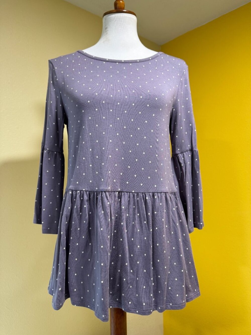 Matilda Jane Perfect In Purple Polka Dot Long Sleeve Babydoll Tunic Top Size Sma